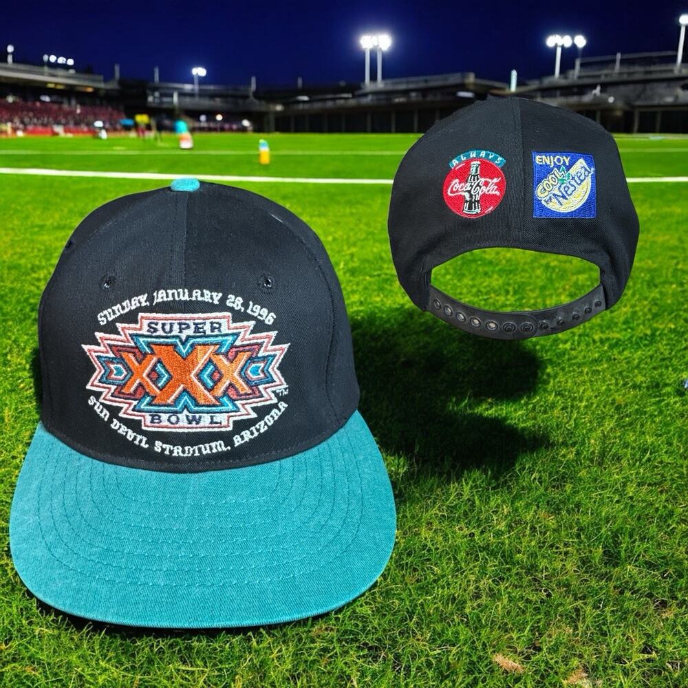 Vintage Super Bowl XXX 1996 Snapback Hat Sun Devil Stadium Coke Nestea Promo Cap